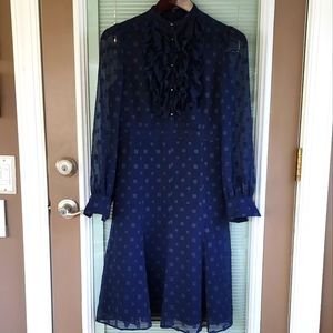 Navy Blue Chiffon Dress